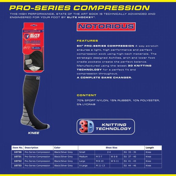 Elite Hockey Notorious Pro-Series Compression Sock - Picture 4 of 4